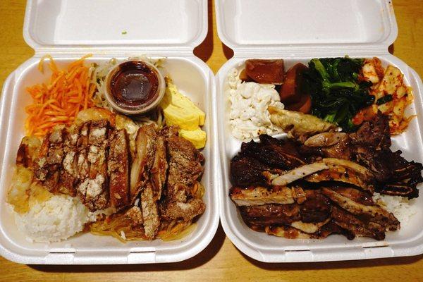 2 protein and 4 side dishes on each plate...look at the portion size!