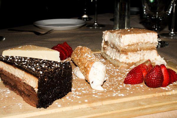 Cheesecake, Chocolate Temptation, Cannoli and Homemade Tiramisu