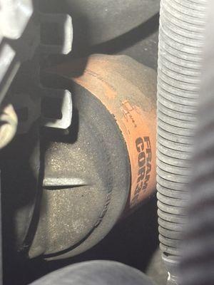 Oil filter was not changed when it should have been