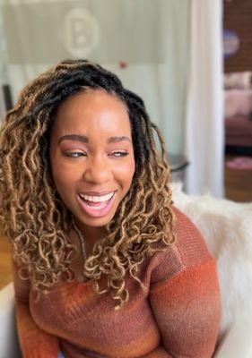 Crochet faux locs with individuals  around perimeter