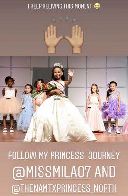 She is the National American Miss Texas State Queen (Princess Division. En princess Boutique le hizo el vestido