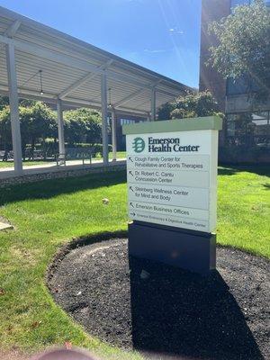 Entrance sign for Emerson health center