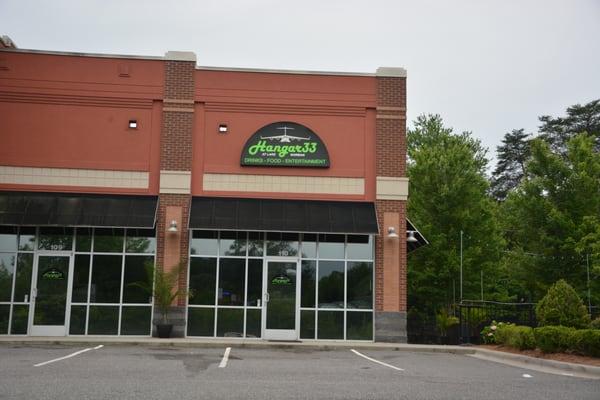 Entrance from Parking Lot. Outdoor patio is to the right.