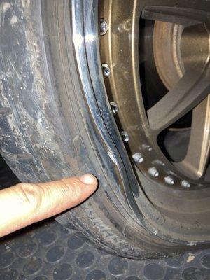 Here is where it was bent and damaged on the surface.