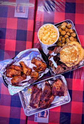 1/4 Moon Deal with smoked wings and ribs