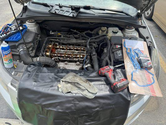 tune up and valve cover gasket change .