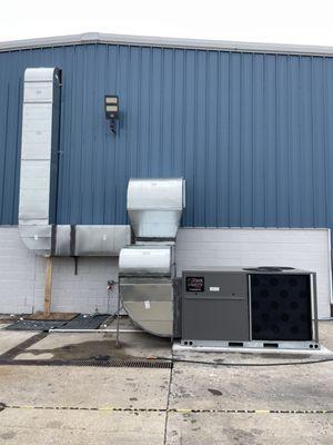 Commercial 10 ton package unit with ducting