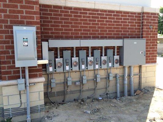 New multi unit residential town houses Main service installation