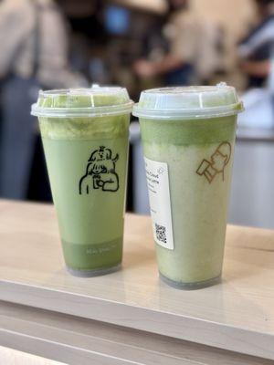 Cloud Matcha Latte (left) and Matcha Cloud Jasmine Latte (right)