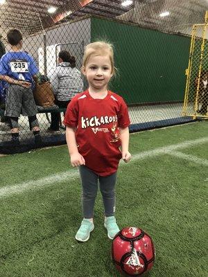 My daughter Emma at her first soccer practice