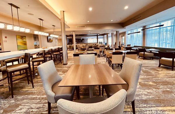 View of the lobby. Morning Breakfast buffet dining area