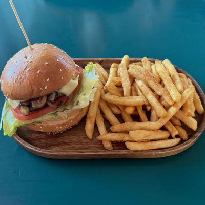 Mushroom Cheeseburger + Fries