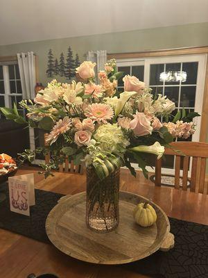 Large arrangement for anniversary celebration.