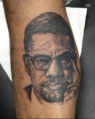 Malcom x done by @billybarrinotatts