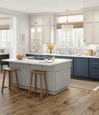 Splash of blue...dive in to this kitchen design idea. Call CK Designs Kitchen & Bath to get your project started!