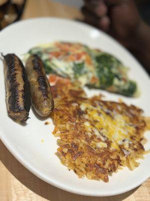 Egg White Omelet Loaded Hashbrowns Chicken Apple Sausage Link