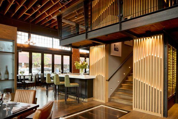 Amaterra Kitchen + Social Club Stairs to Members Library.
