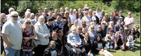 Done in time for the service, family wearing these very special shirts