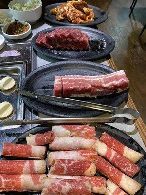 Spicy pork, special kalbi, pork belly, brisket