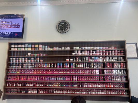Many different gel colors to choose from plus dip powders