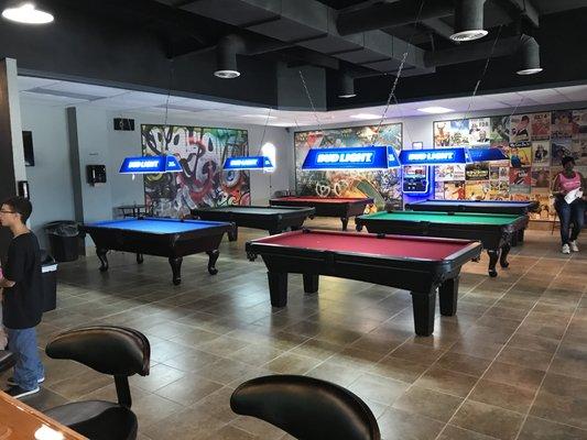 Full bar with 8 different color tables!! 100% slate tables!