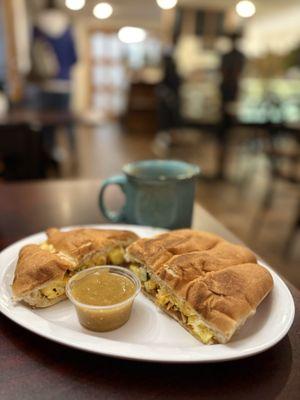 Breakfast torte and miel latte May 2025