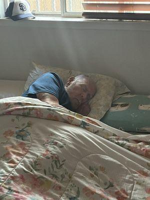 Dad resting in the care of nurses care hospice