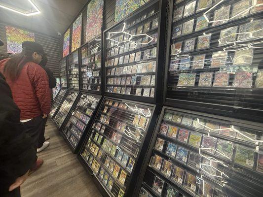 A section of their trading cards collection