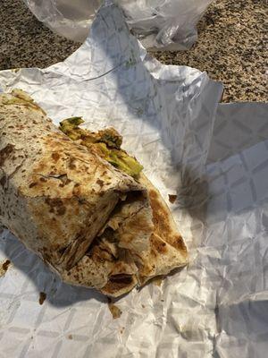 Tortilla is so hard it just breaks apart! Better to open your wrap and check them before leaving