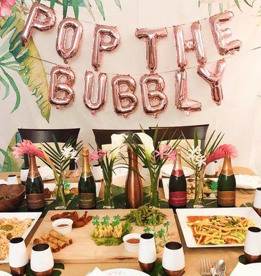 Pop The Bubbly Rose Gold Balloon Banner Set