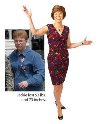 Jackie
Lost 53 pounds and 73 inches!