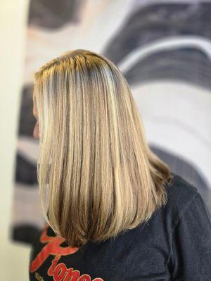 Highlights, Toner and cut by Peggy. #blonde #cutandcolor #haircut #highlights