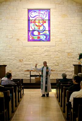 Pastor Rodney Coleman speaking to the Congregation