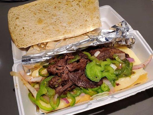 Sliced steak sandwich