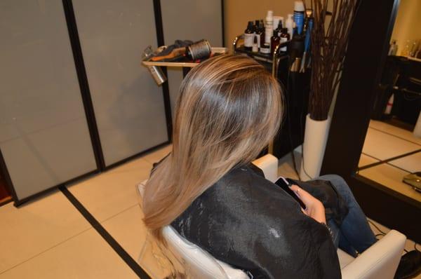 After balayage and color -Straight Hair!
