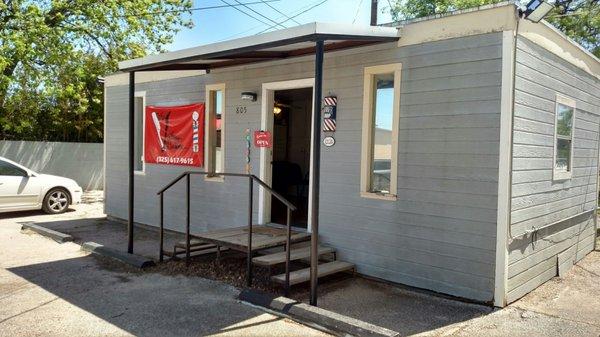 Front of the building. It's small and set back from the road, so it can be tough to spot.