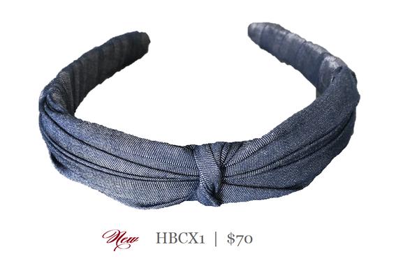 1" navy chambray headband
