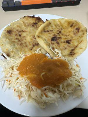 Pupusas Revueltas or "mixed pupusas"