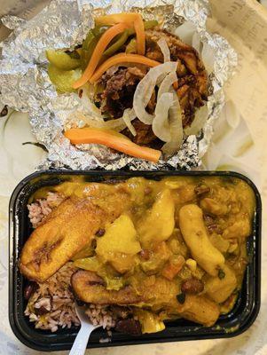 Fried Oyster mushrooms and Ital Stew