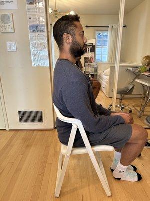 I was not able to sit up straight without pain