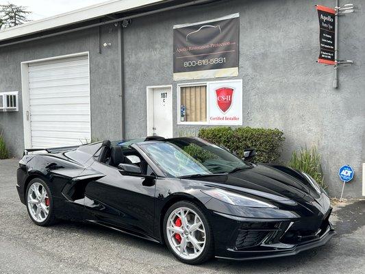 2022 Black Corvette C8 Convertible. CS-II ceramic coating - Titanium