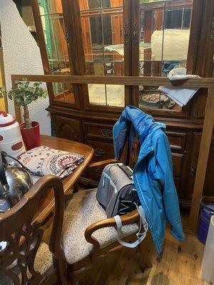 Window trim she removed without asking first and never put back up .