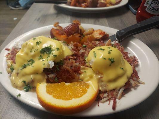 Corned beef Benny, food was OK. Service was an issue.