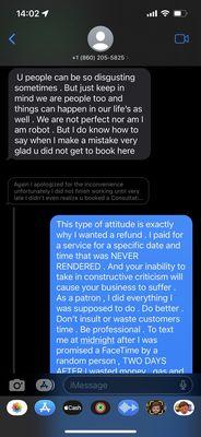 My response , only to realize I was then blocked .