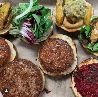 Vegan Burger Beyond , impossible , lentil meat , field roast we have them all !!
