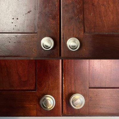 Before and after, cabinet cleaning.