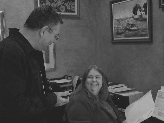 Mr. Mack and Pam his devoted secretary of over 10 years