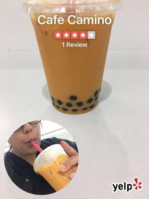 Thai tea with boba (only one size) $3.55