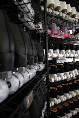 Plenty of roller skates on hand for you to use at Sky Rink