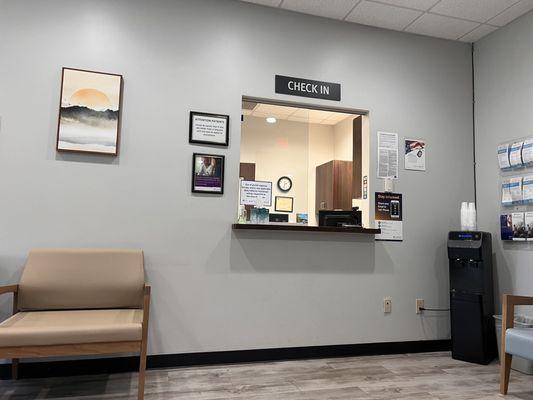 Nice quiet waiting area.  I've never had to wait over a minute or two.